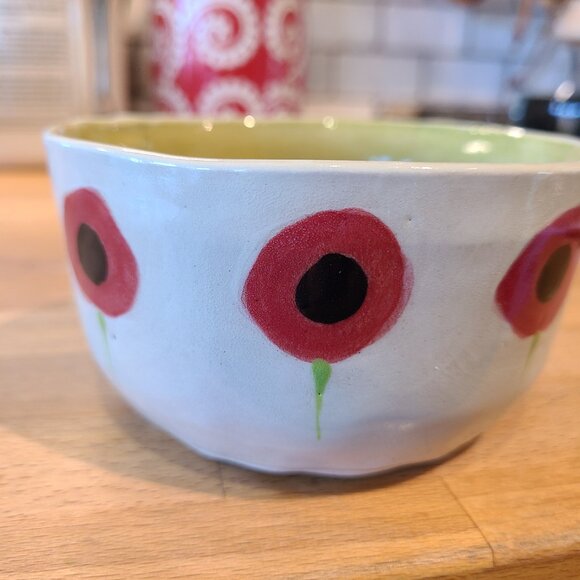 Pottery bowl with poppies - Picture 6 of 7